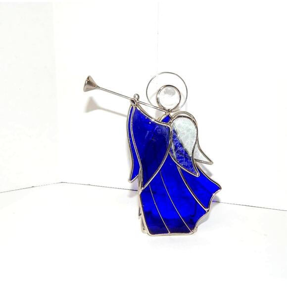 A Pair of Stained Glass Tea Light Trumpeting Angels - Picture 2 of 11